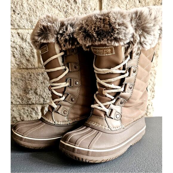 London Fog Collection Winter Rain Snow Waterproof Boots, Kids sz 1, Fur lined - Picture 1 of 5